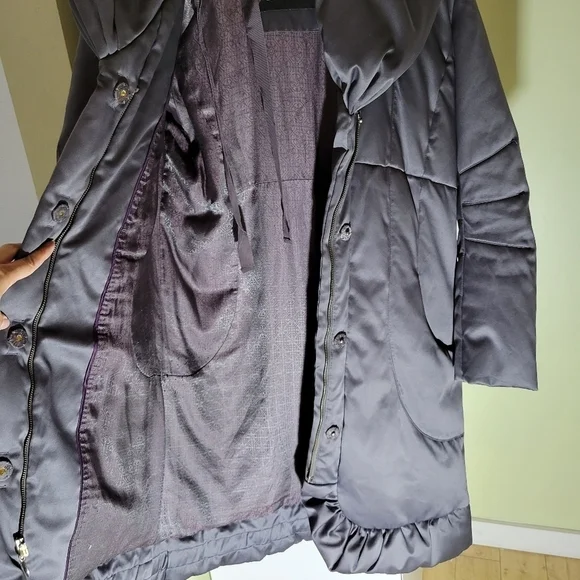 ELIE Tahari down puffer funnel neck coat parka jacket gray XS small - Picture 11 of 16